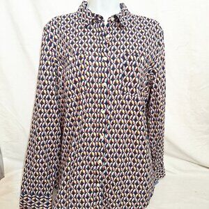 St John’s Bay Bird Print Shirt Navy Button-down Long Sleeve L
